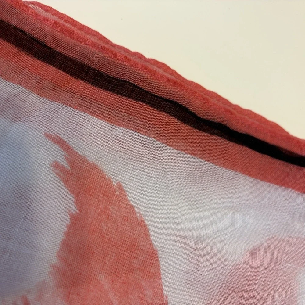 Talbots Flamingo Print Rectangle Scarf Lightweight Sheer Tropical Resort Bird